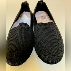 Brand New Black Slip On Shoes-size 36 or 5.5-Rubber sole and cloth upper